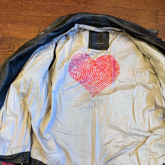 Leather moto distressed jacket with stars size small - Picture 4 of 8